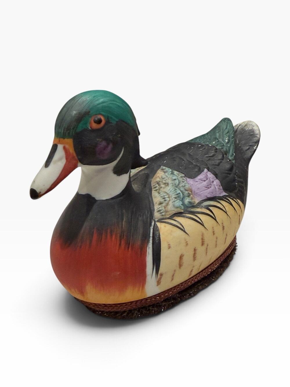 Vintage Jasco Wood Duck Ceramic Lint Remover Brush Collectible Decoy Figurine